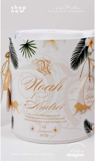 Trusou de botez cu broderie personalizata pentru baieti, Gold Jungle 2